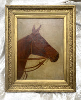 Fine Late C19th Victorian Oil on Canvas Portrait of a Bay Horse SOLD