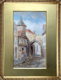 Mid C19th Victorian Watercolour by Charles Claude Pyne - Antwerp Scene