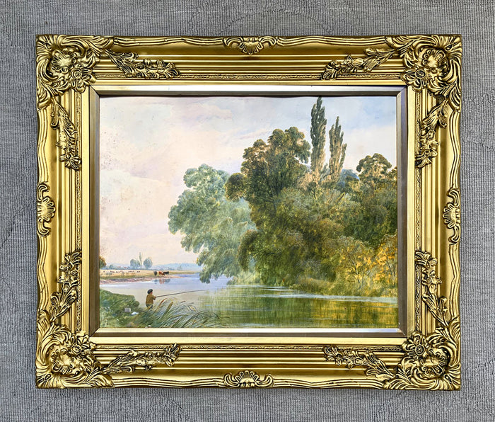 Fine C19th Victorian Watercolour - Boy Fishing in a Rural Landscape - William Wilde (1826-1901) SOLD