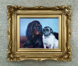 Delightful Vintage C20th Oil on Canvas of a Spaniel with a Pug