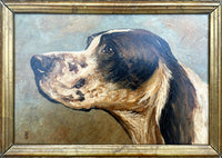 Fine Early C20th Edwardian Oil on Panel Portrait of an English Setter
