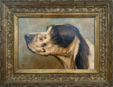 Fine Early C20th Edwardian Oil on Panel Portrait of an English Setter