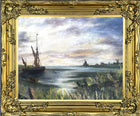 Superb Large Vintage Maritime Oil on Canvas - A Clipper in Full Sail