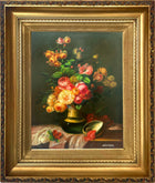 Fine Vintage Still Life Oil on Board - Mixed Flowers in a Vase