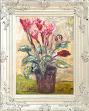 Exquisite Vintage English School Post Impressionist Oil on Panel - Flowers in a Pot