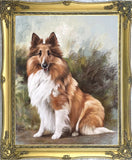 Fine Large Vintage Pastel Portrait of a Collie Dog