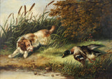 Superb Mid C19th Victorian Oil on Canvas - Spaniel Fetching a Mallard - attrib George Armfield (1808-1893)