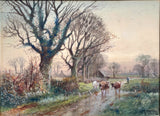 Exquisite Early C20th Watercolour - Cattle being Driven Home - Ringmere Sussex - H C Fox