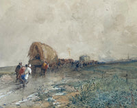 Exquisite C19th Victorian Watercolour - "Approaching Sheffield Gypsies on the Moor" -F.W.Hattersley (1859-1942)