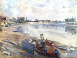 Fine Late C19th Watercolour by Frederick William Scarborough (1860-1939) - River Scene