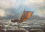 Superb Large Vintage Mid C20th Maritime Oil on Board - Shipping in a Squall SOLD