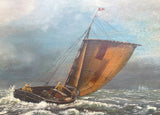 Superb Large Vintage Mid C20th Maritime Oil on Board - Shipping in a Squall SOLD