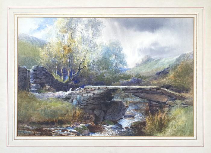 Superb late C19th Victorian Watercolour of Bronte Bridge Haworth by W J Boyes 1881 SOLD