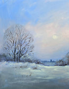 Beautiful Vintage Oil on Board - Wintry Norfolk Landscape