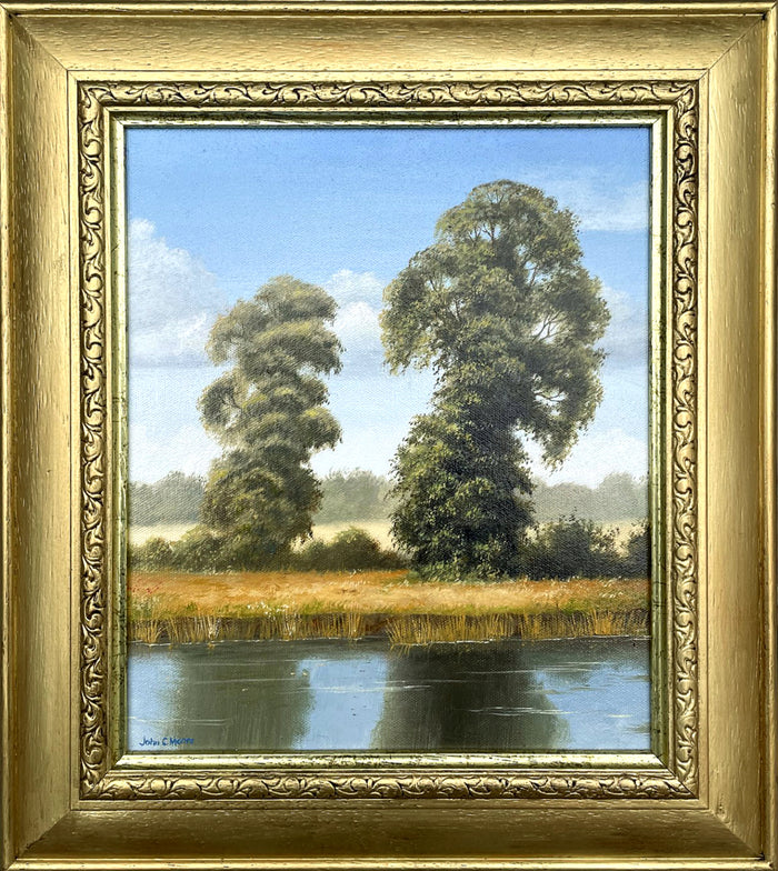 Exquisite Vintage mid C20th Oil on Canvas - Rural River Landscape - John C Moore SOLD