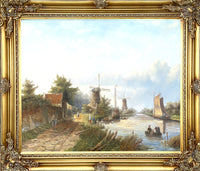 A Very Fine Mid C20th Flemish School Oil on Canvas - Extensive Canal Scene SOLD