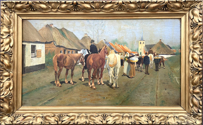 Fine Early C20th Edwardian Dutch School Oil on Panel - 