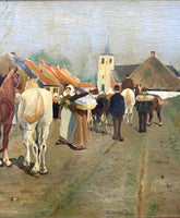 Fine Early C20th Edwardian Dutch School Oil on Panel - "Heading to Market" SOLD