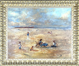 Exquisite Mid C20th Vintage Impressionist Oil on Board - Figures on a Beach