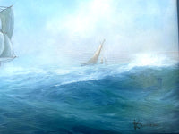 Superb Large Vintage Maritime Oil on Canvas - A Clipper in Full Sail