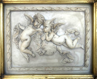 Superb Vintage Classical Marble/Parian Ware Relief Plaque depicting Cherubs