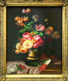 Exquisite Vintage Mid C20th Dutch School Oil on Board - Flowers in a Vase