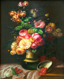 Exquisite Vintage Mid C20th Dutch School Oil on Board - Flowers in a Vase