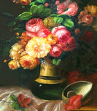 Exquisite Vintage Mid C20th Dutch School Oil on Board - Flowers in a Vase