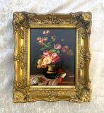 Exquisite Vintage Mid C20th Dutch School Oil on Board - Flowers in a Vase