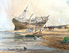 Excellent Early C19th Victorian Watercolour - Folk at a Beached Shipwreck - David Cox Jnr 1844  SOLD