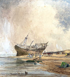 Excellent Early C19th Victorian Watercolour - Folk at a Beached Shipwreck - David Cox Jnr 1844  SOLD