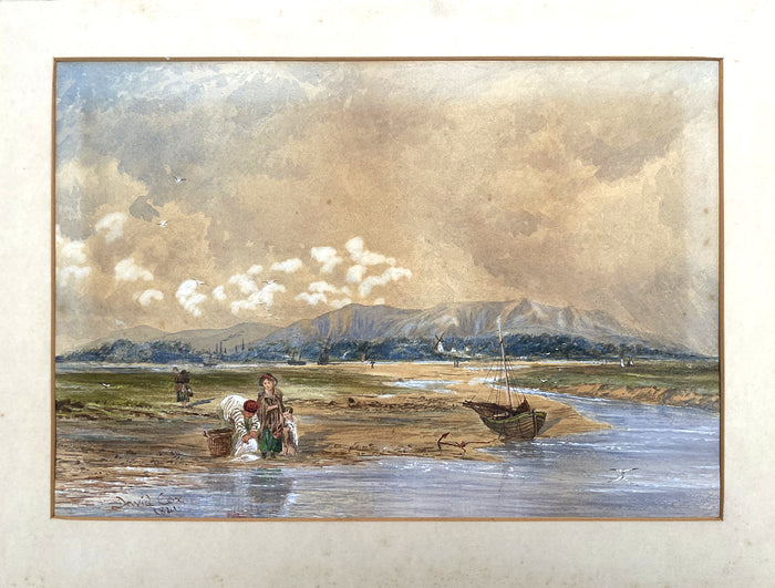 Excellent Early C19th Victorian Watercolour -Fisherfolk on the Beach- David Cox Jnr 1841 SOLD