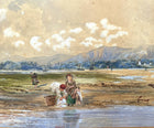 Excellent Early C19th Victorian Watercolour -Fisherfolk on the Beach- David Cox Jnr 1841 SOLD