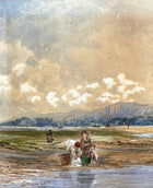 Excellent Early C19th Victorian Watercolour -Fisherfolk on the Beach- David Cox Jnr 1841 SOLD