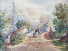 Delightful Early C20th Edwardian Watercolour - Figures on a Bridge - S.T Wardle 1905