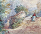 Delightful Early C20th Edwardian Watercolour - Figures on a Bridge - S.T Wardle 1905