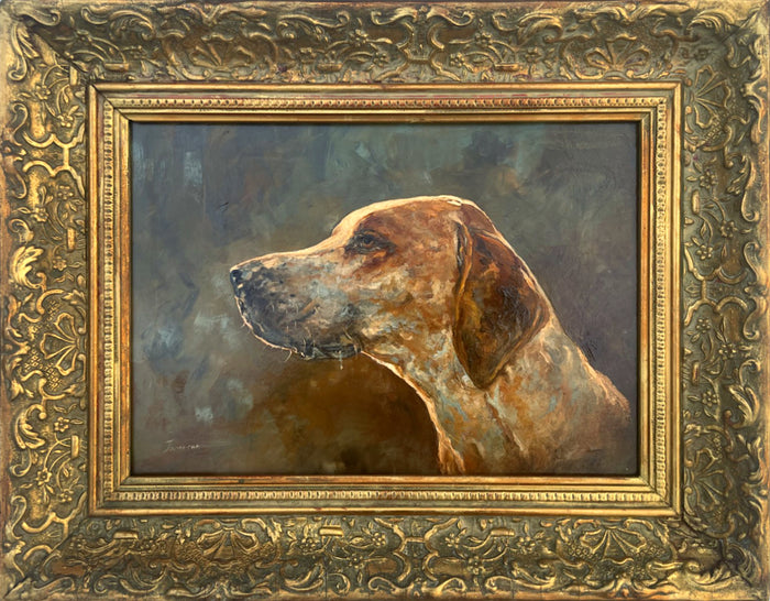 Superb Vintage C20th Oil on Board Study of a Hound - Jameson SOLD