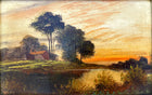 Fine Victorian Oil on Panel - Riverside Cottage at Twilight - William Hall (1812-1880) SOLD