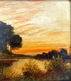 Fine Victorian Oil on Panel - Riverside Cottage at Twilight - William Hall (1812-1880) SOLD