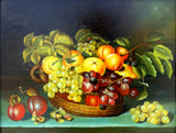Exquisite Vintage Dutch School Still Life Oil on Panel - Peaches, Plums, & Grapes