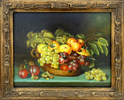 Exquisite Vintage Dutch School Still Life Oil on Panel - Peaches, Plums, & Grapes SOLD