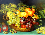 Exquisite Vintage Dutch School Still Life Oil on Panel - Peaches, Plums, & Grapes