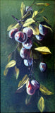Fine C19th Victorian Still Life Oil on Canvas - Plums on a Branch