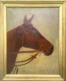 Fine Late C19th Victorian Oil on Canvas Portrait of a Bay Horse SOLD