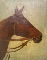 Fine Late C19th Victorian Oil on Canvas Portrait of a Bay Horse SOLD