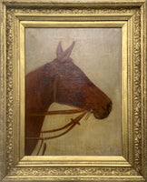 Fine Late C19th Victorian Oil on Canvas Portrait of a Bay Horse SOLD