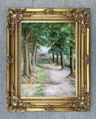 Fine C19th Victorian Oil on Canvas - Rural Woodland Path & Cottage - A Shiers SOLD