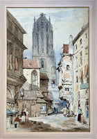 Fine C19th Victorian Watercolour - Street Scene of "Francfort" - Henri Schafer
