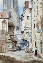 Fine C19th Victorian Watercolour - Street Scene of "Francfort" - Henri Schafer