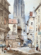 Fine C19th Victorian Watercolour - Street Scene of "Francfort" - Henri Schafer